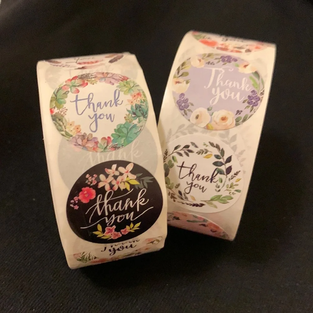 2 Rolls of 500 Thank You Stickers 1